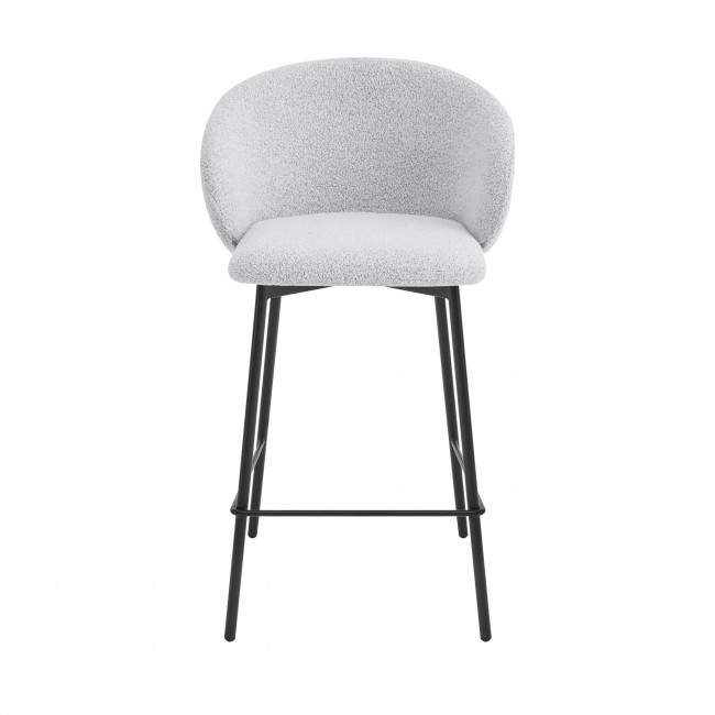 Valom - Lot de 2 chaises de bar en tissu bouclette et métal H66cm