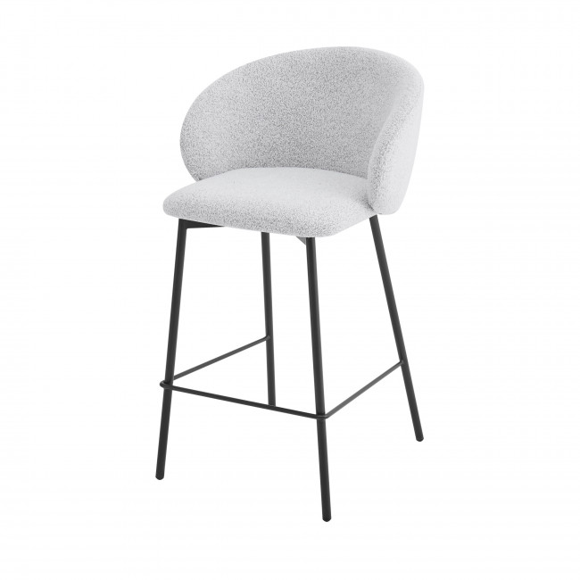 Valom - Lot de 2 chaises de bar en tissu bouclette et métal H66cm