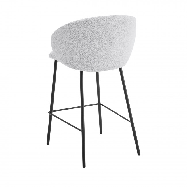 Valom - Lot de 2 chaises de bar en tissu bouclette et métal H66cm