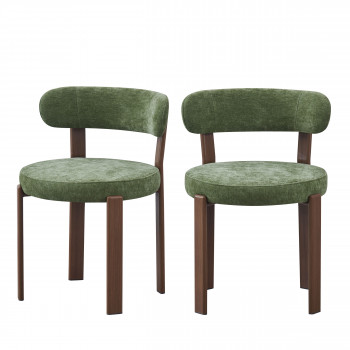 Izzy - Lot de 2 chaises en tissu piètement effet bois foncé
