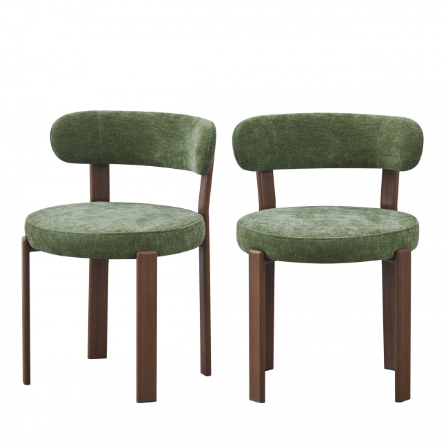 Izzy - Lot de 2 chaises en tissu piètement effet bois foncé