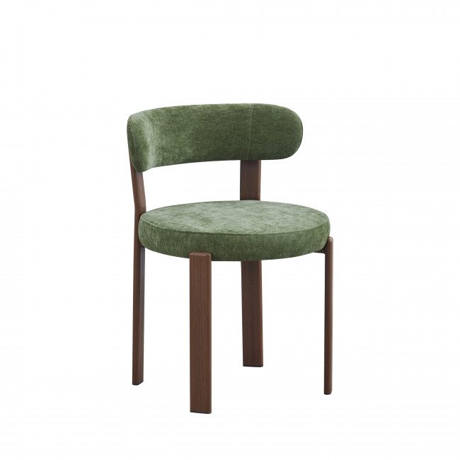 Izzy - Lot de 2 chaises en tissu piètement effet bois foncé