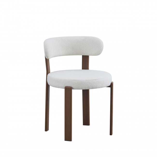 Izzy - Lot de 2 chaises en tissu bouclette piètement effet bois foncé