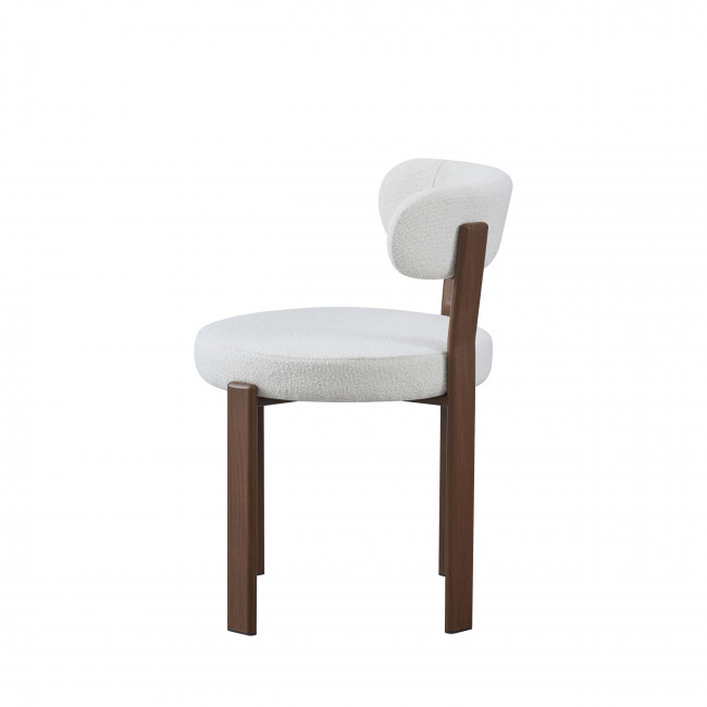 Izzy - Lot de 2 chaises en tissu bouclette piètement effet bois foncé