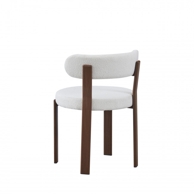 Izzy - Lot de 2 chaises en tissu bouclette piètement effet bois foncé