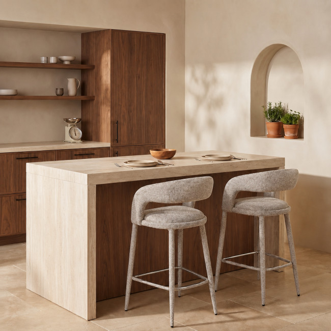 Romy - Lot de 2 chaises de bar en tissu H75cm
