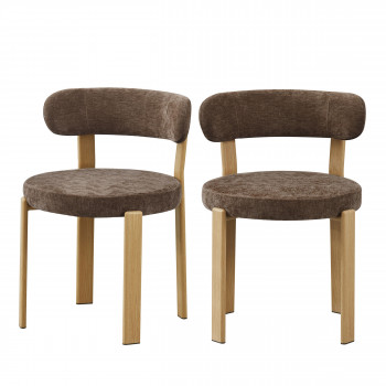 Izzy - Lot de 2 chaises en tissu piètement effet bois clair