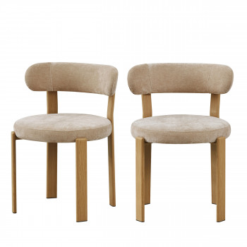 Izzy - Lot de 2 chaises en tissu piètement effet bois clair