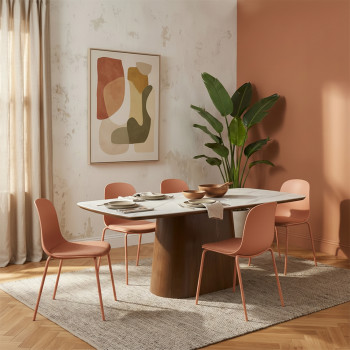 Linda - Lot de 2 chaises en tissu et métal pieds terracotta