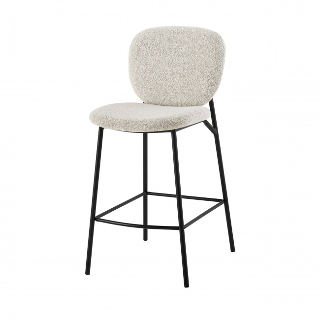 Dalby - Lot de 2 tabourets de bar en tissu bouclette et métal