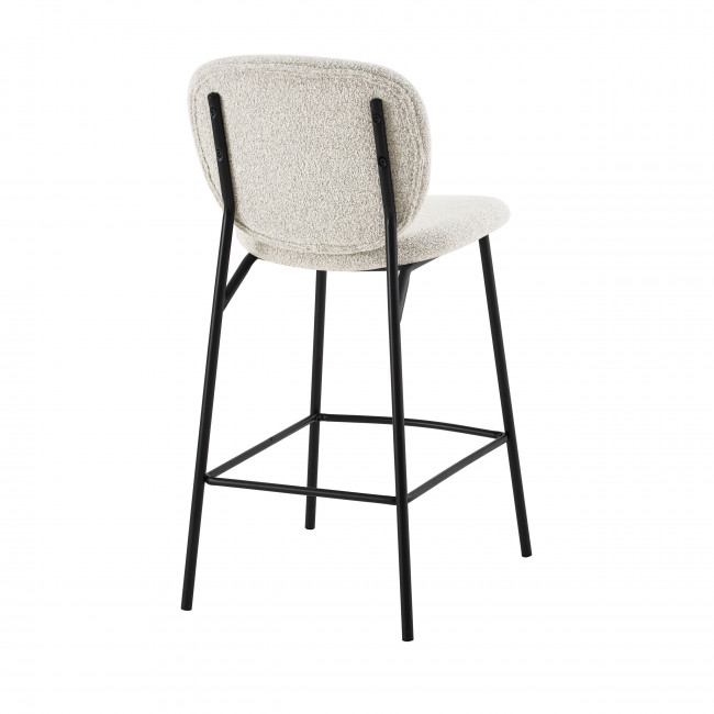 Dalby - Lot de 2 tabourets de bar en tissu bouclette et métal