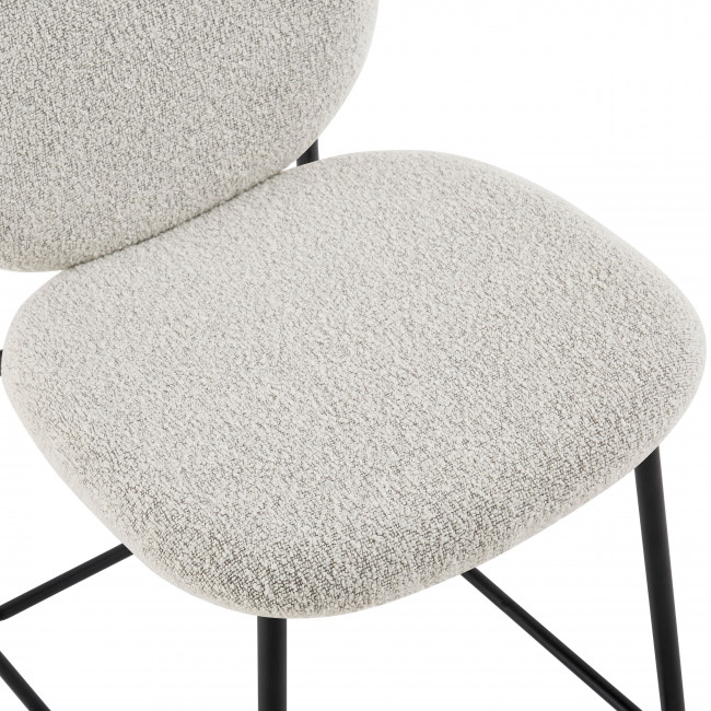 Dalby - Lot de 2 tabourets de bar en tissu bouclette et métal