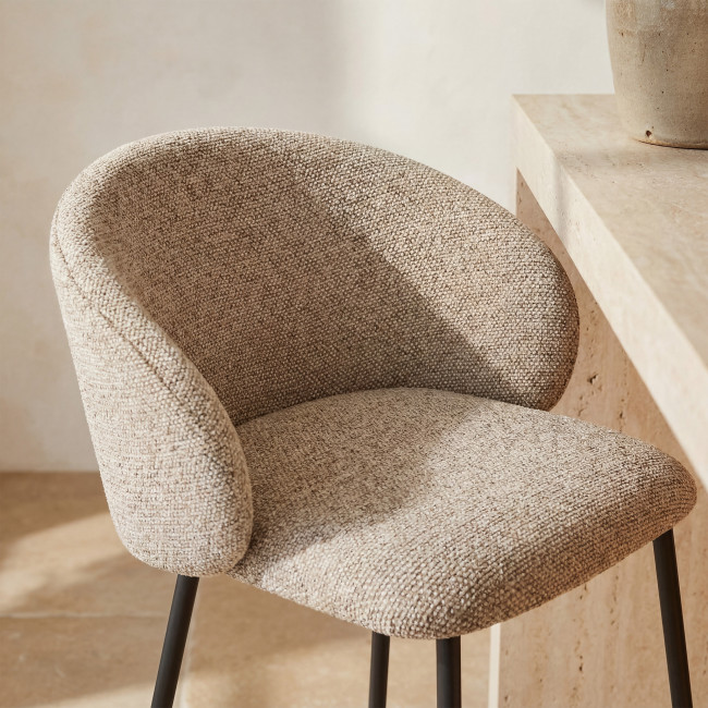 Valom - Lot de 2 tabourets de bar en tissu et métal H66cm