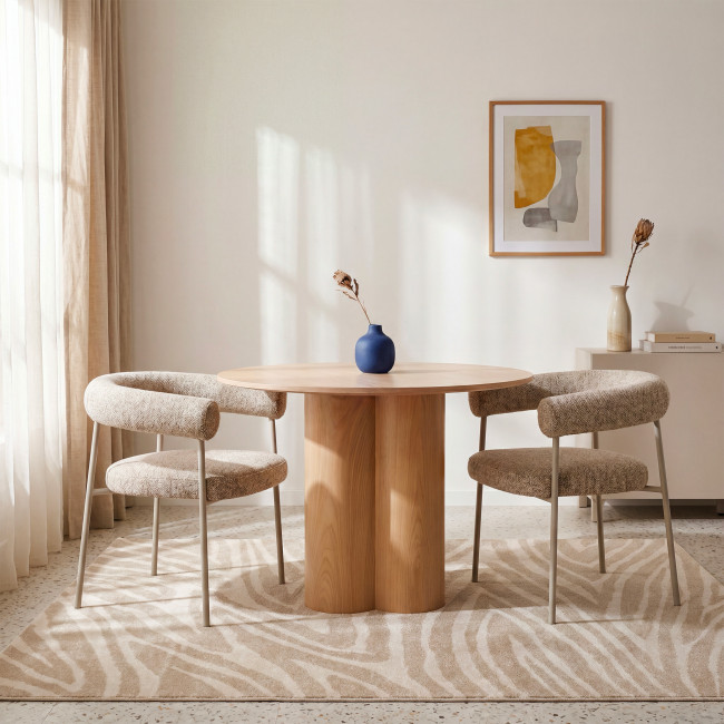 Olympe - Lot de 2 fauteuils de table en tissu pieds beige