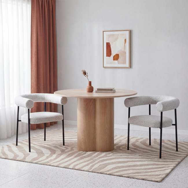 Olympe - Lot de 2 fauteuils de table en tissu bouclette et métal