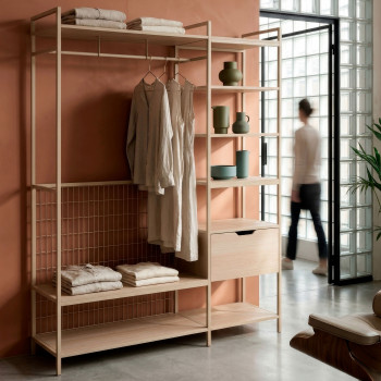 Aqaba - Kit dressing modulable 2 éléments en métal et bois L140xH179,5cm 