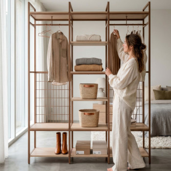 Aqaba - Kit dressing modulable 3 éléments en métal et bois L140xH179,5cm