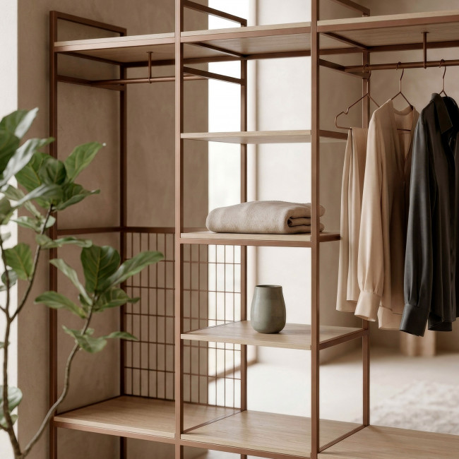 Aqaba - Kit dressing modulable 3 éléments en métal et bois L140xH179,5cm
