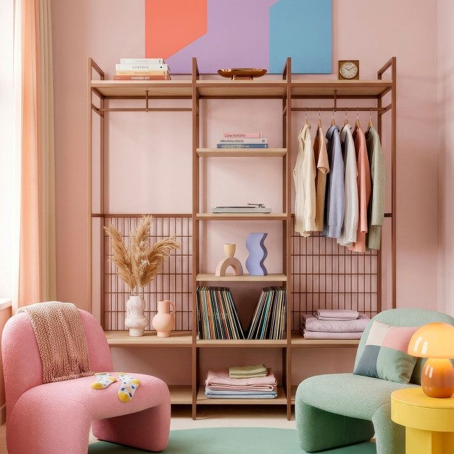 Aqaba - Kit dressing modulable 3 éléments en métal et bois L140xH179,5cm