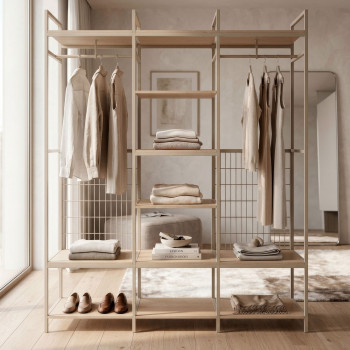 Aqaba - Kit dressing modulable 3 éléments en métal et bois L140xH179,5cm