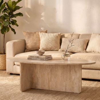 Oris - Table basse organique effet travertin 120x65cm