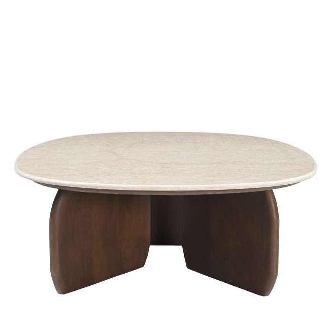 Dalila - Table basse en marbre et bois massif