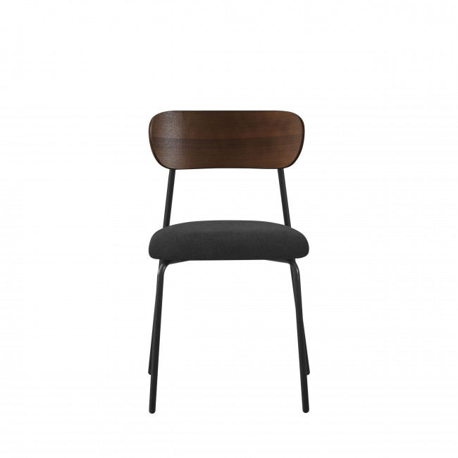 Jess - Lot de 2 chaises en bois foncé velours côtelé et métal 