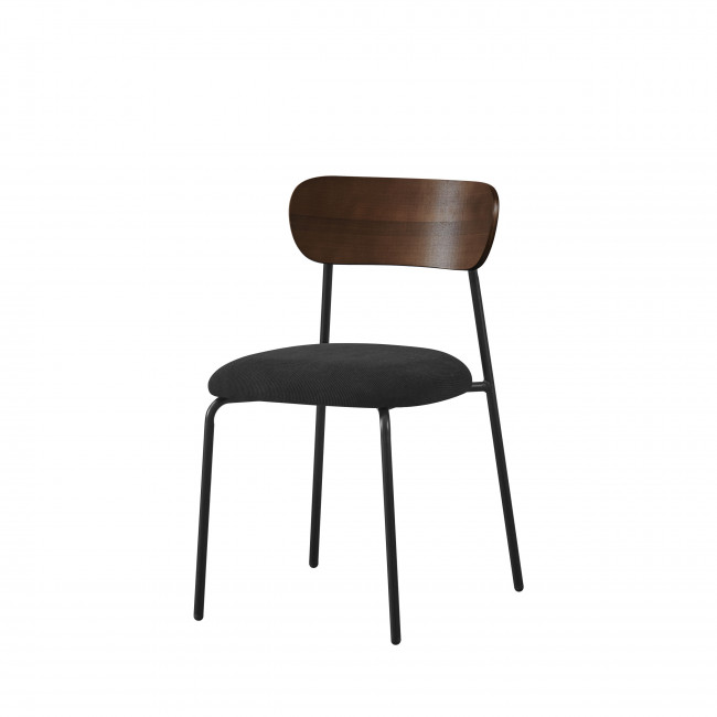 Jess - Lot de 2 chaises en bois foncé velours côtelé et métal 