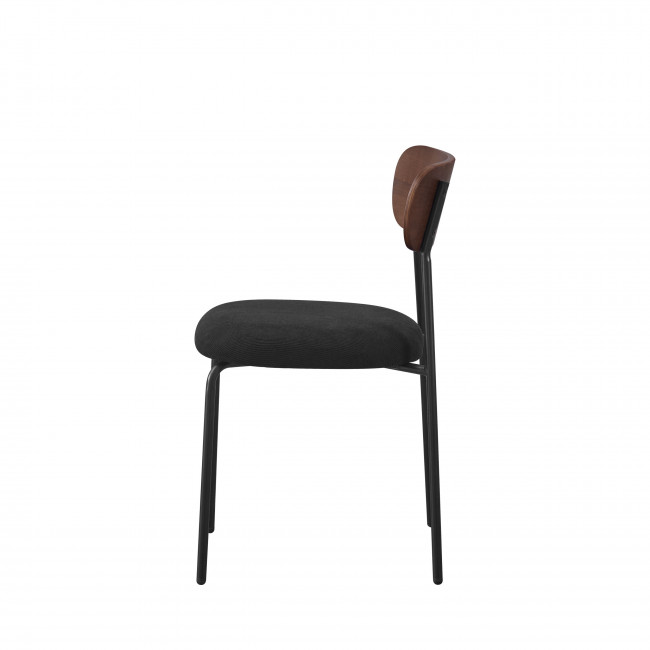 Jess - Lot de 2 chaises en bois foncé velours côtelé et métal 