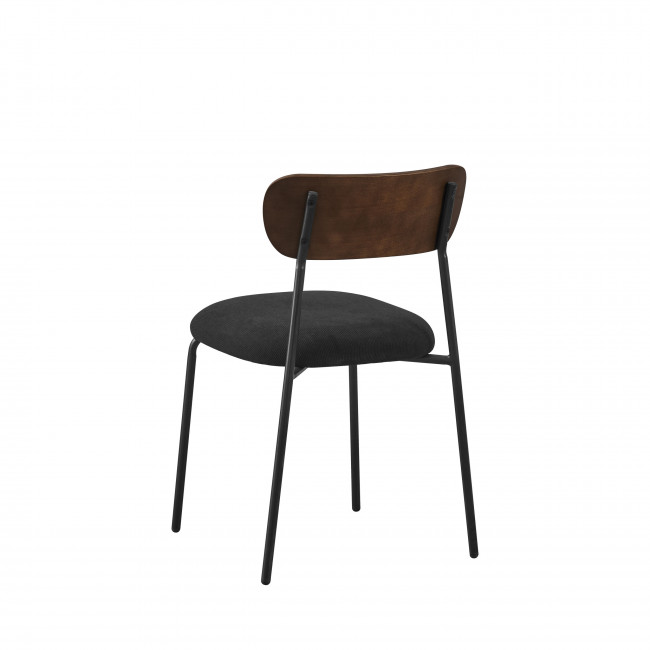 Jess - Lot de 2 chaises en bois foncé velours côtelé et métal 
