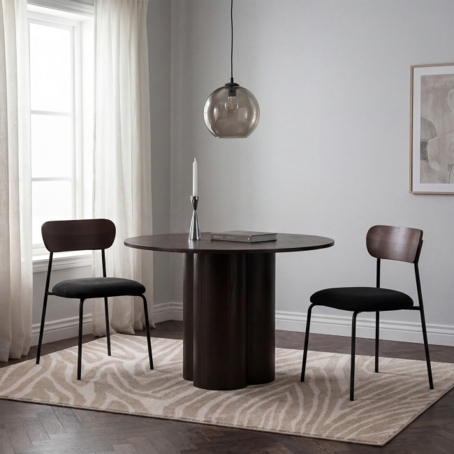 Jess - Lot de 2 chaises en bois foncé velours côtelé et métal 