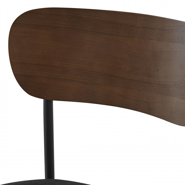 Jess - Lot de 2 chaises de bar bois foncé velours côtelé et métal H65cm