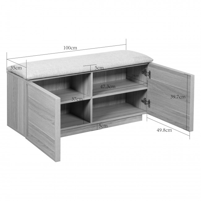 Joy - Banc d'entrée avec rangement à chaussures en bois L100cm