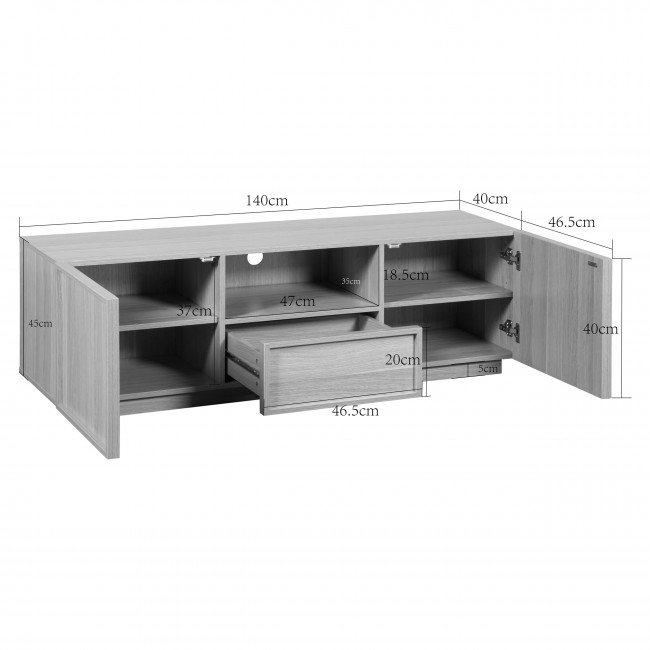 Joy - Meuble tv 2 portes en bois L140cm