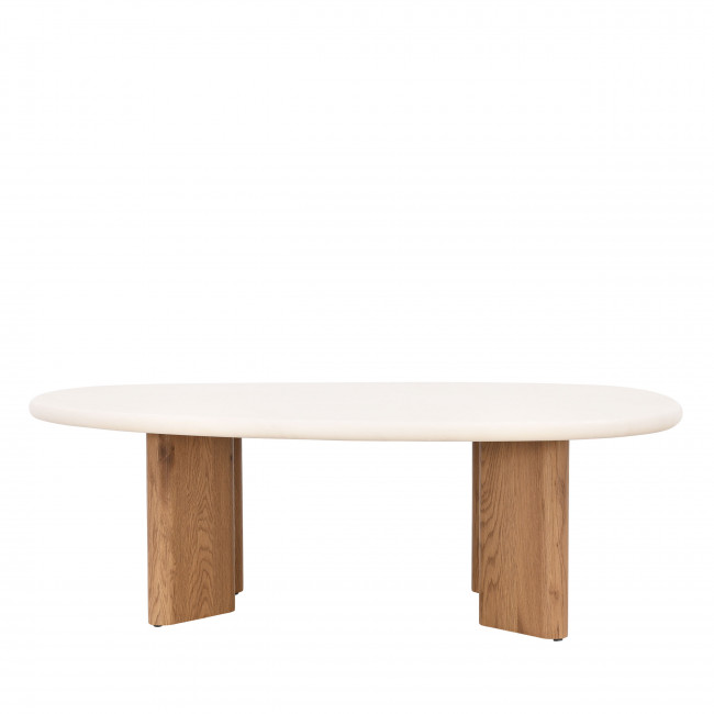 Sylina - Table basse organique effet béton et bois L130cm