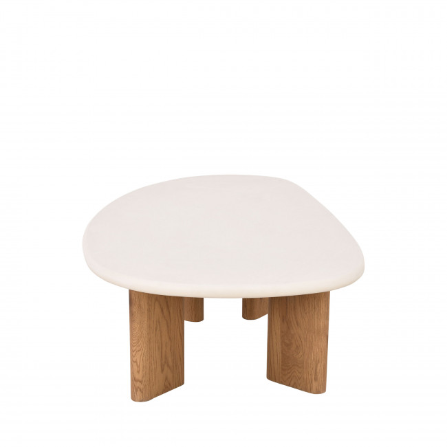 Sylina - Table basse organique effet béton et bois L130cm