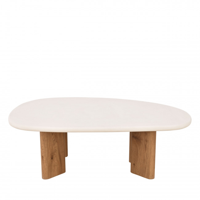 Sylina - Table basse organique effet béton et bois L130cm