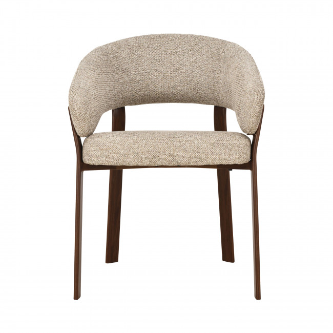 Embo - Lot de 2 fauteuils de table en tissu piètement effet bois foncé
