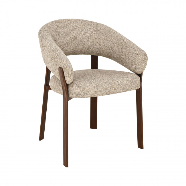 Embo - Lot de 2 fauteuils de table en tissu piètement effet bois foncé