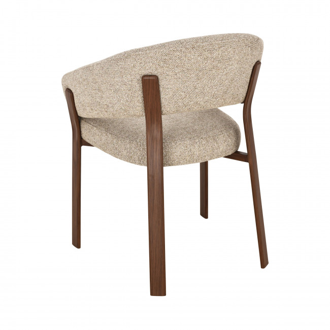 Embo - Lot de 2 fauteuils de table en tissu piètement effet bois foncé