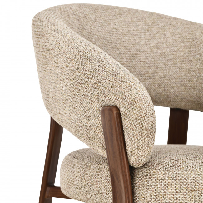 Embo - Lot de 2 fauteuils de table en tissu piètement effet bois foncé