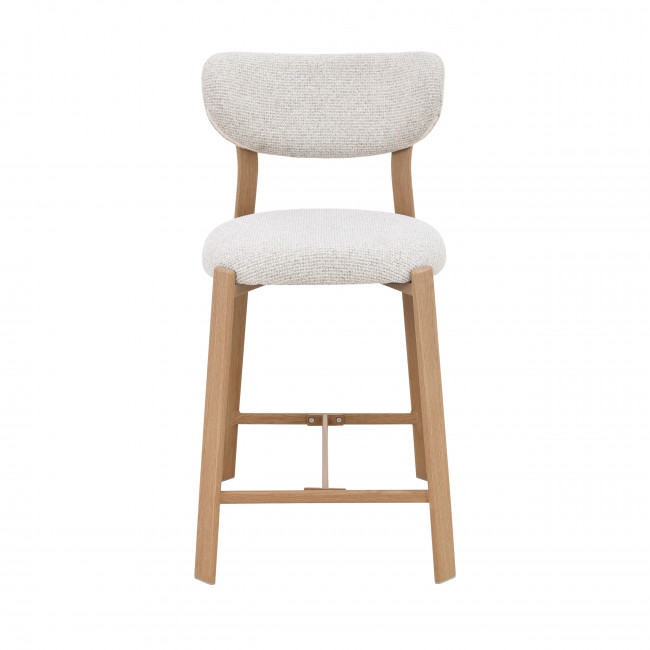 Lunara - Lot de 2 chaises de bar en tissu piètement effet bois clair H65cm