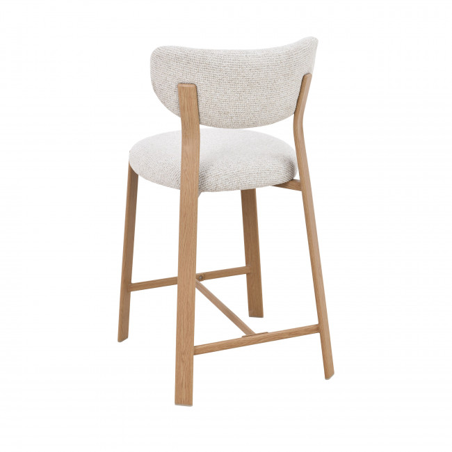 Lunara - Lot de 2 chaises de bar en tissu piètement effet bois clair H65cm