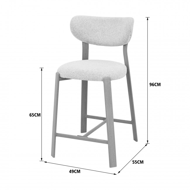 Lunara - Lot de 2 chaises de bar en tissu piètement effet bois clair H65cm