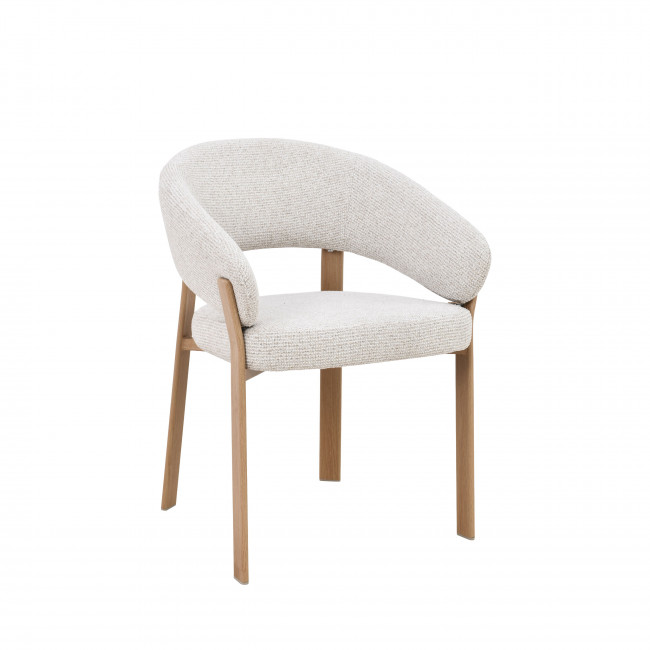 Embo - Lot de 2 fauteuils de table en tissu piètement effet bois clair