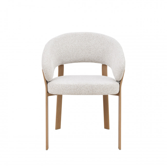 Embo - Lot de 2 fauteuils de table en tissu piètement effet bois clair