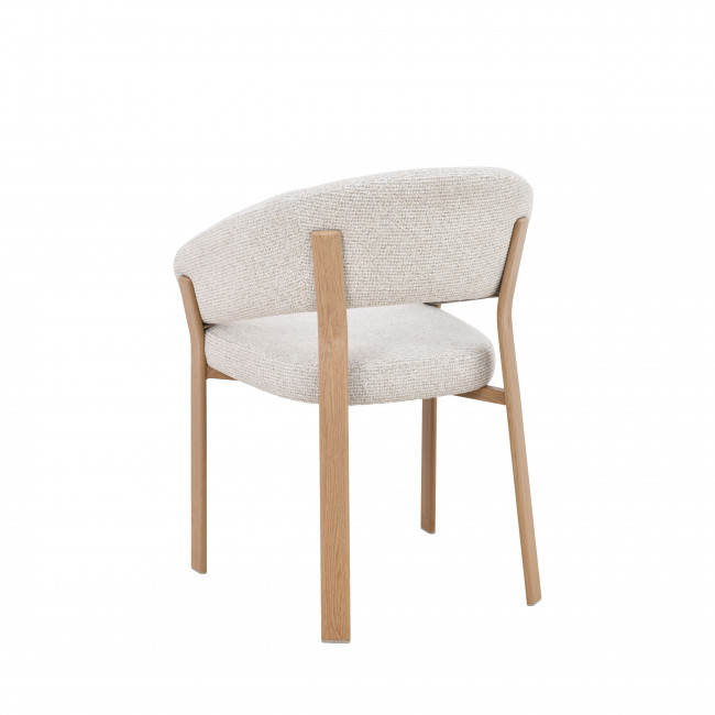 Embo - Lot de 2 fauteuils de table en tissu piètement effet bois clair