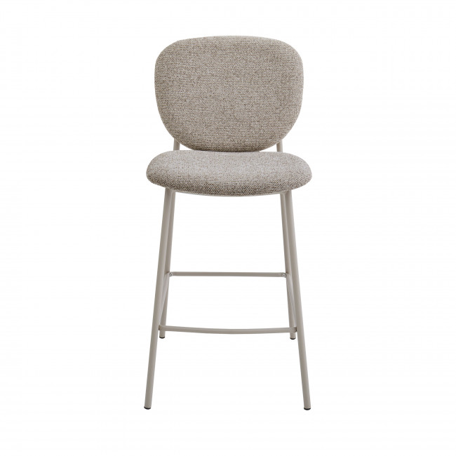 Dalby - Lot de 2 tabourets de bar en tissu pieds beiges H65cm