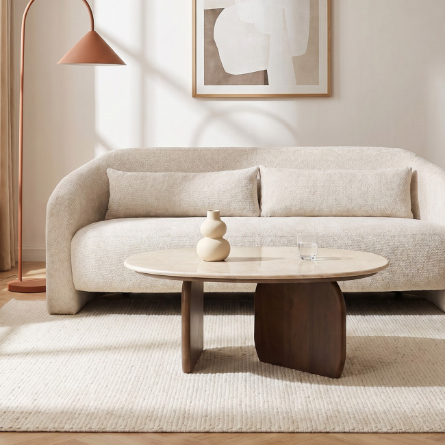 Dalila - Table basse en marbre et bois massif