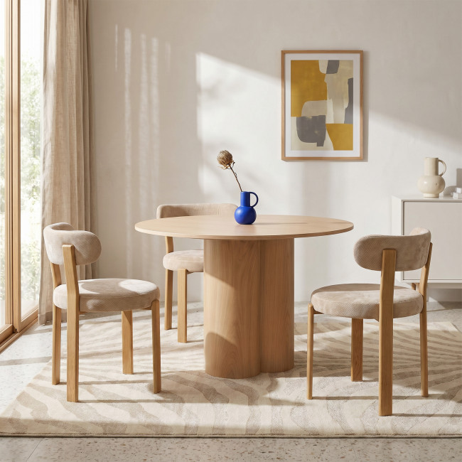 Izzy - Lot de 2 chaises en tissu piètement effet bois clair